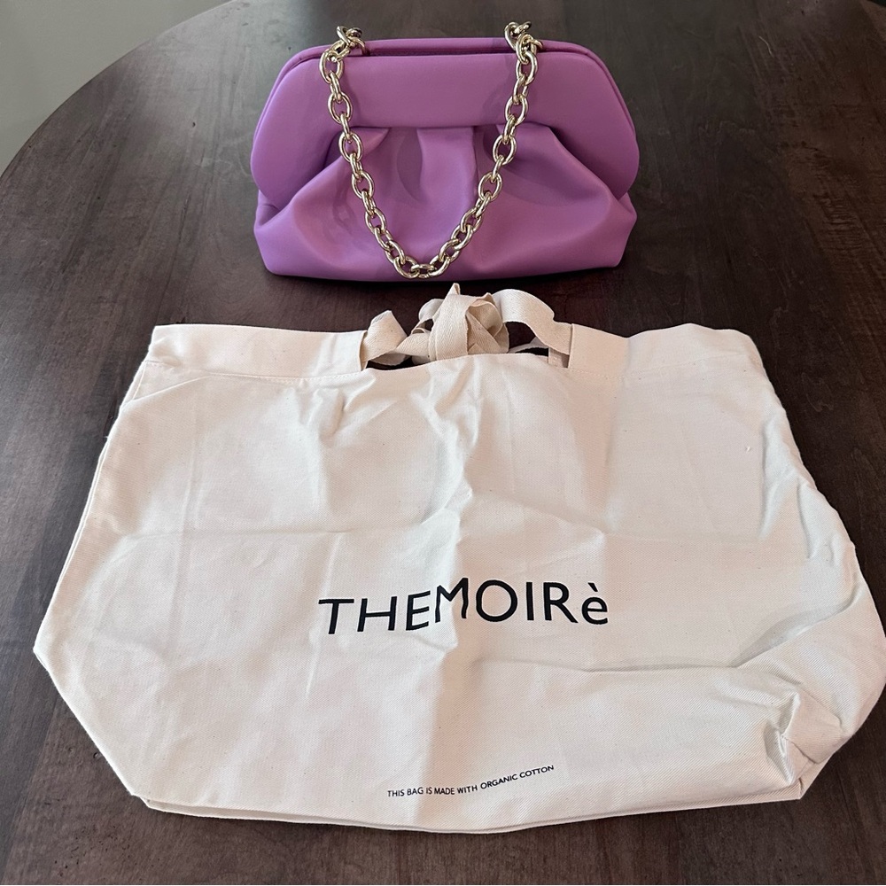 Themoirè Coffee Lavender Tia Clutch Bag - Themoire Purse Made in Italy $420